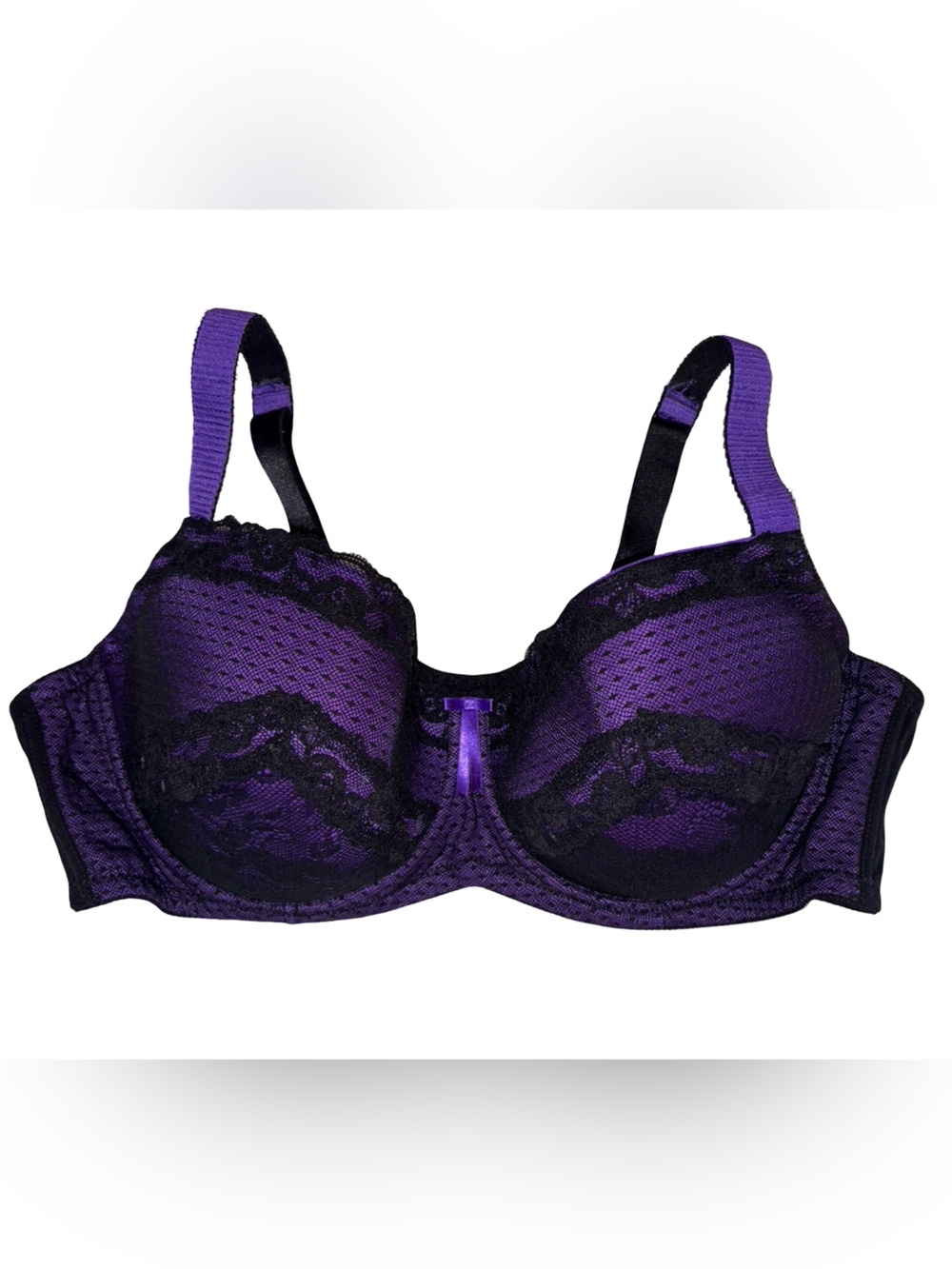 City Chic Ally Contour Bra Violet Black Lace Underwire 44DD